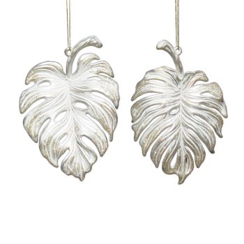 ORN MONSTERA GOLD W/WHITE GOLD GLTR 5", 2/S