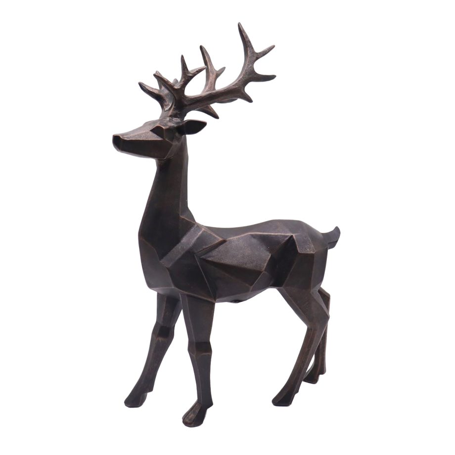 REINDEER SCULPTURE STANDING BLACK 17" RESIN