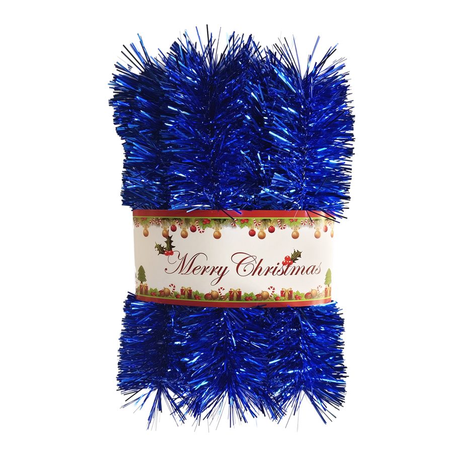 TINSEL GARLAND 2.7" X 5PLY X 9FT  SHINY BLUE