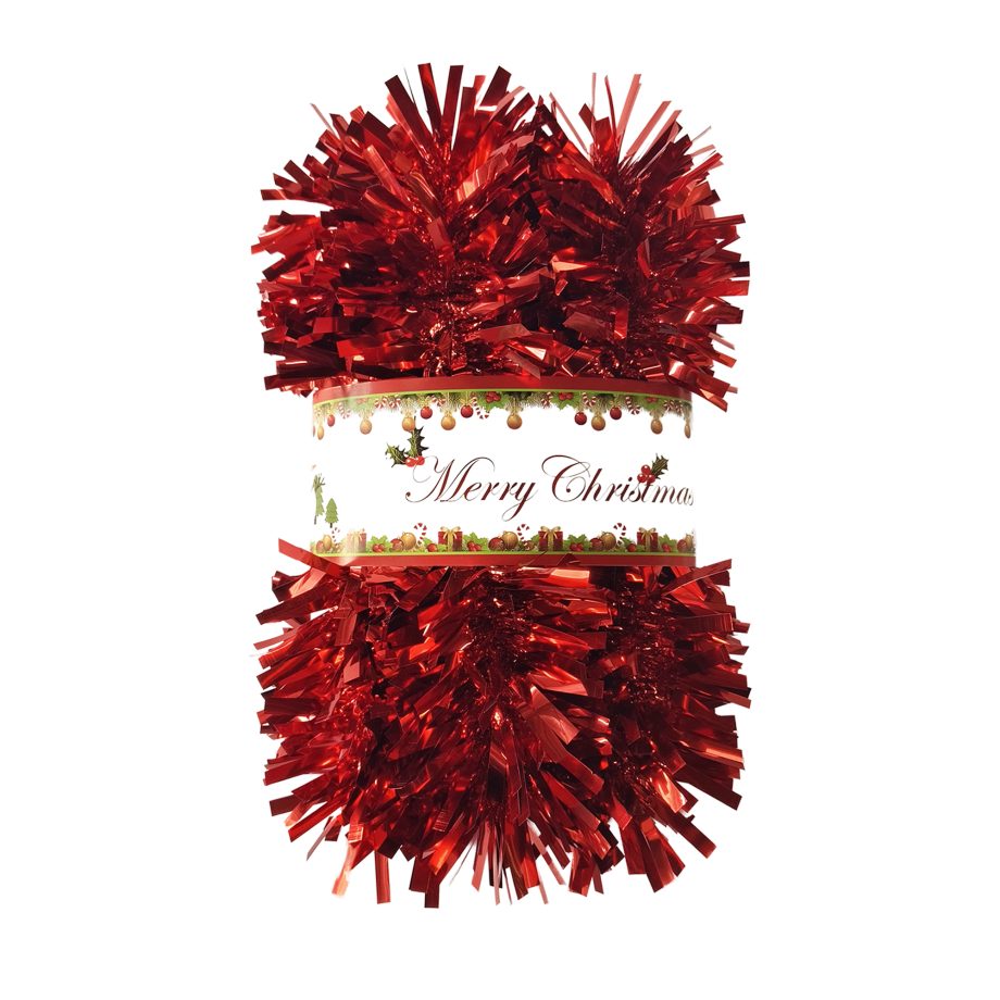 TINSEL GARLAND 3.5" X 5PLY X 9FT SHINY RED CHUNKY