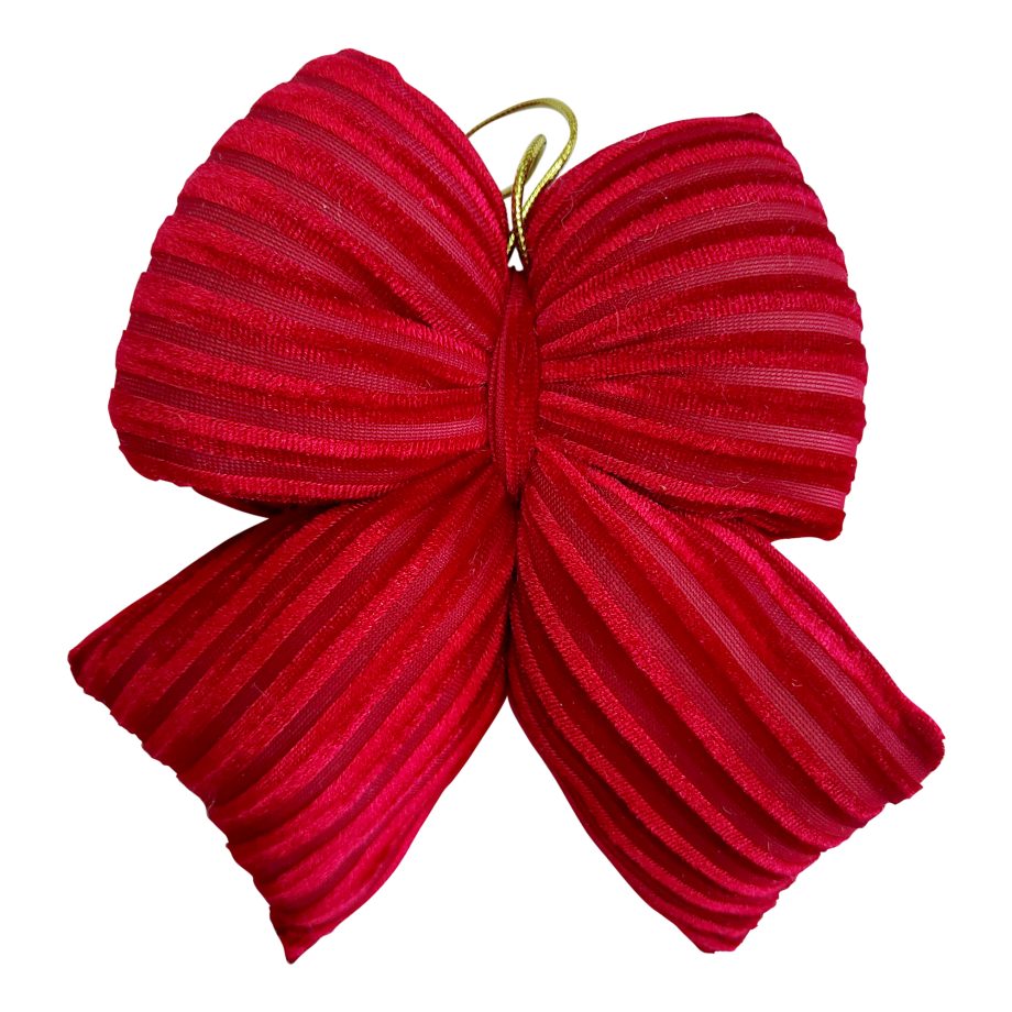 BOW SPONGE RED 5"X7" VELVET PLEATED TEXTURE