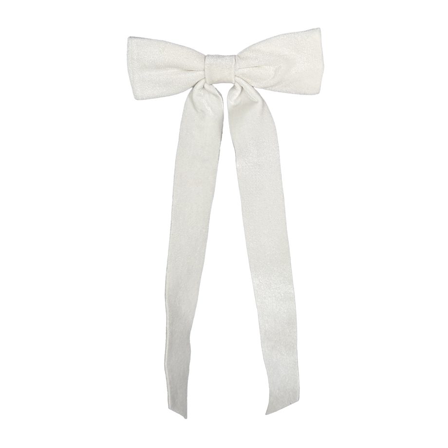 BOW CLASSIC VELVET WHITE 15"X6.5" W/ CLIP