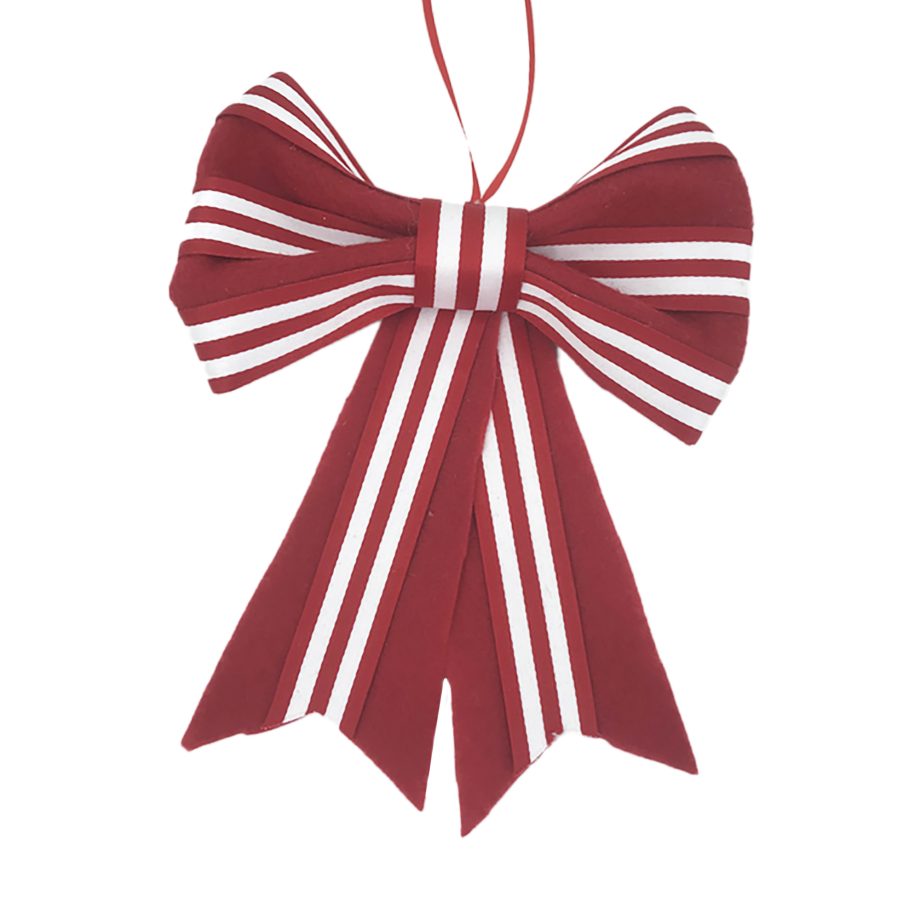 BOW FELT FABRIC RED/WHITE 6" CANDY CANE STRIPES