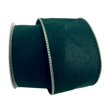 WIRED RIBBON 2.5"X10 YDS. DARK GREEN VELVET