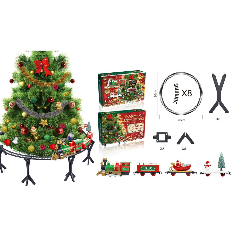 CHRISTMAS TRAIN SET W/ MOVEMENT, MUSIC, LIGHTS & SOUND 36PC B/O 35"X35"