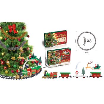 CHRISTMAS TRAIN SET W/ MOVEMENT, MUSIC, LIGHTS & SOUND 14PC B/O 35"X35"