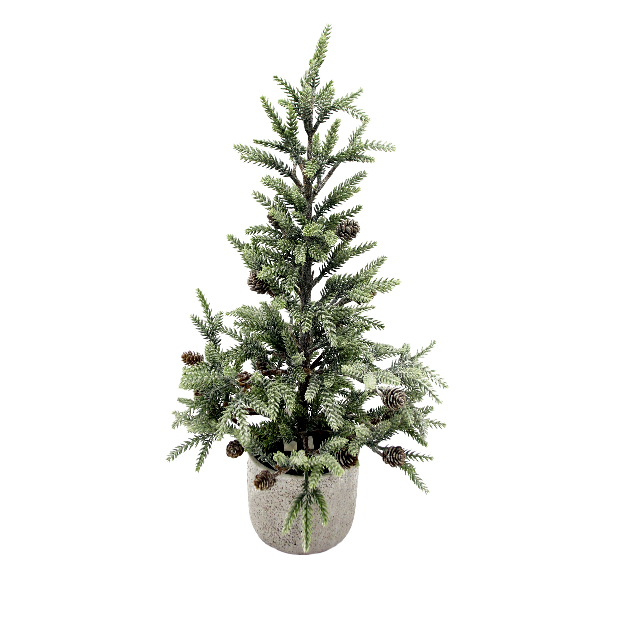 TREE SNOW FROSTED PINE 22" POTTED W/ PINE CONE & GLITTER