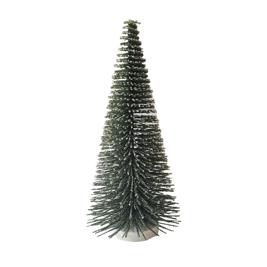 TREE BOTTLE-BRUSH BRANCHES 12" GREEN W/ GLITTER TABLE DECOR