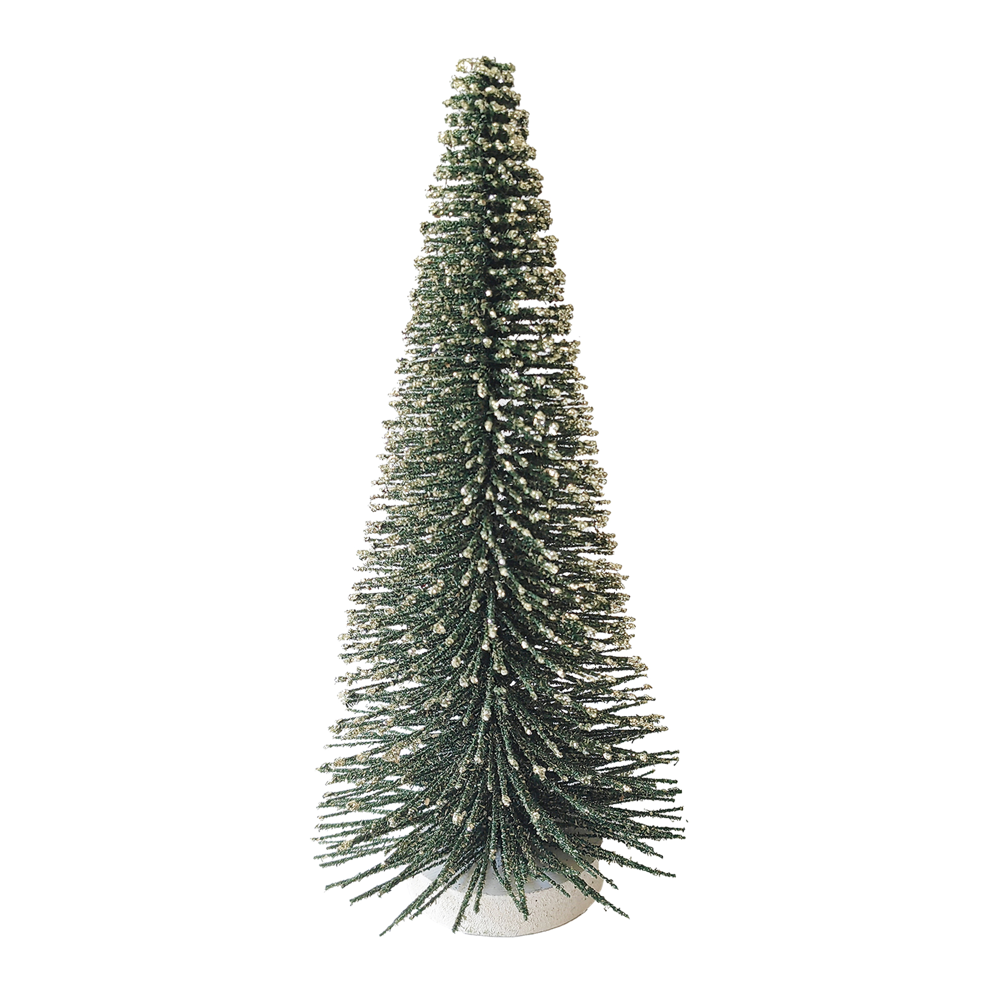 TREE BOTTLE-BRUSH BRANCHES 10" GREEN W/ GLITTER TABLE DECOR