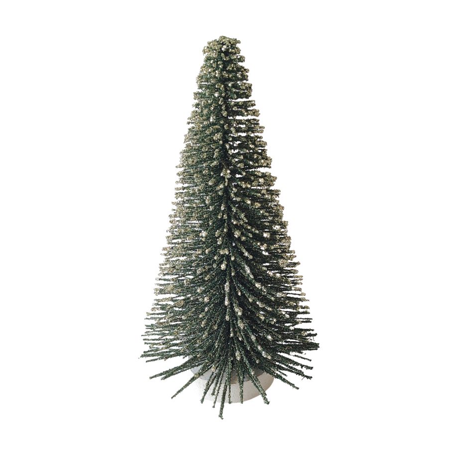 TREE BOTTLE-BRUSH BRANCHES 8" GREEN W/ GLITTER TABLE DECOR