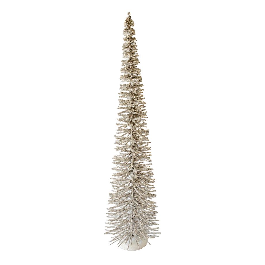 TREE BOTTLE-BRUSH WOODEN BRANCHES 19.5" CHAMPAGNE W/ GLITTER TABLE DECOR