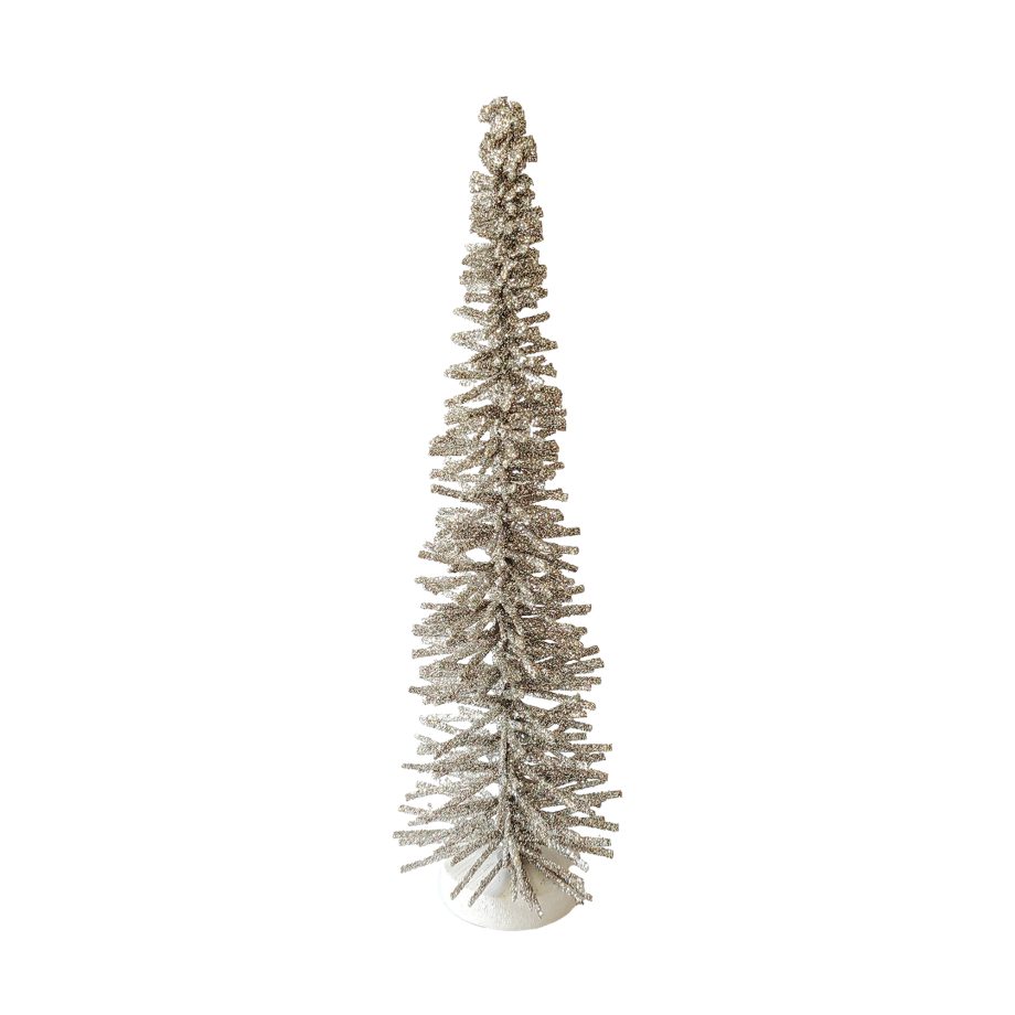 TREE BOTTLE-BRUSH WOODEN BRANCHES 12" CHAMPAGNE W/ GLITTER TABLE DECOR