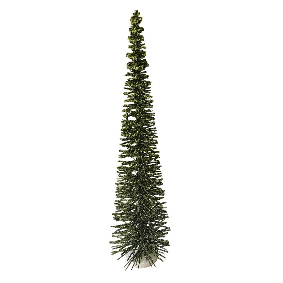 TREE BOTTLE-BRUSH WOODEN BRANCHES 19.5" GREEN W/ GLITTER TABLE DECOR