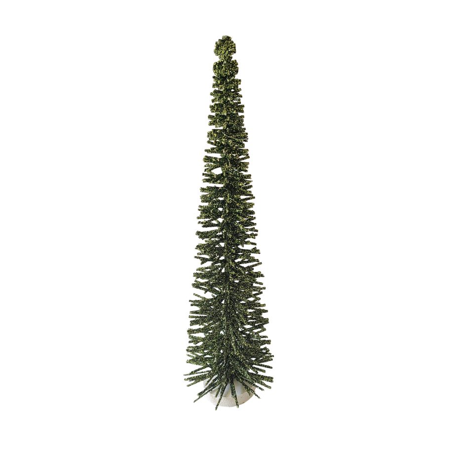 TREE BOTTLE-BRUSH WOODEN BRANCHES 16" GREEN W/ GLITTER TABLE DECOR