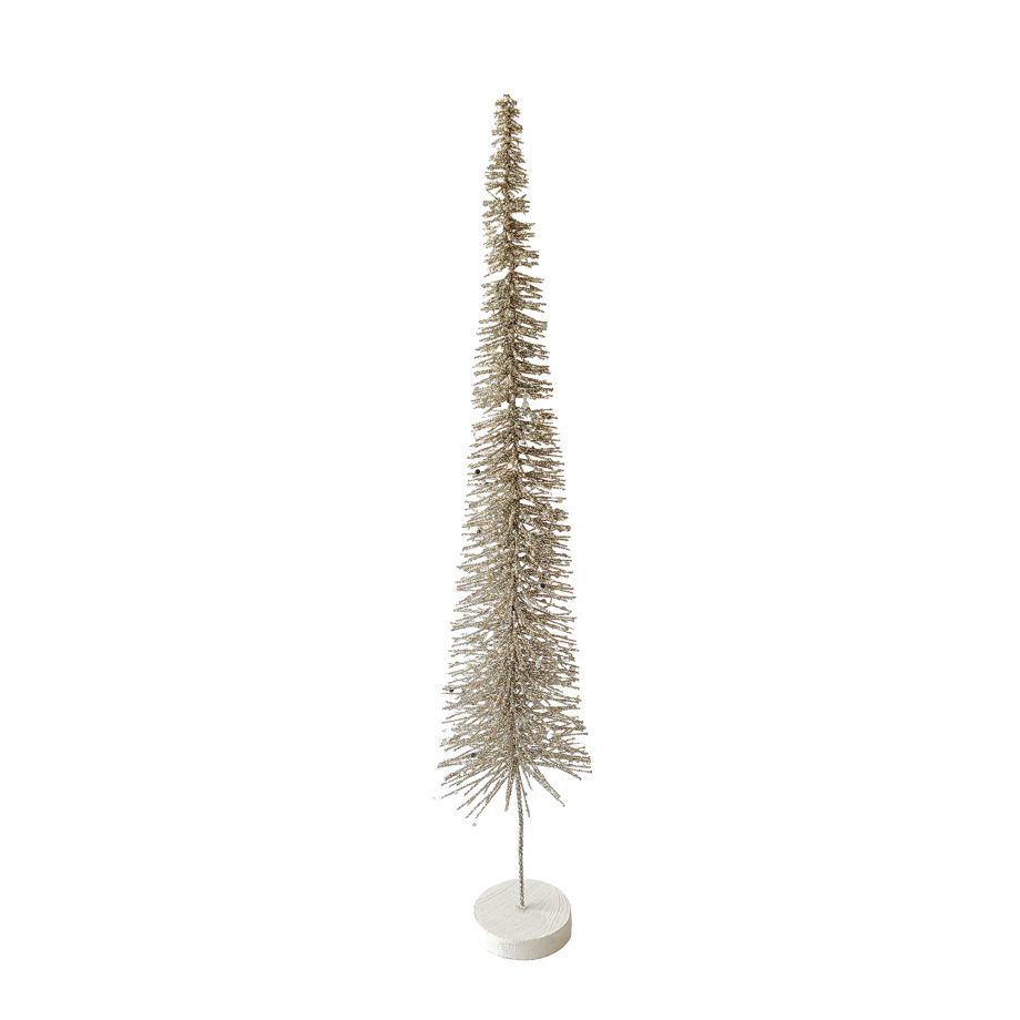 TREE BOTTLE-BRUSH BRANCHES 19.5" CHAMPAGNE W/ GLITTER TABLE DECOR