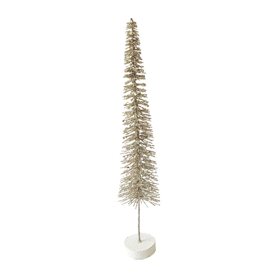 TREE BOTTLE-BRUSH BRANCHES 14" CHAMPAGNE W/ GLITTER TABLE DECOR