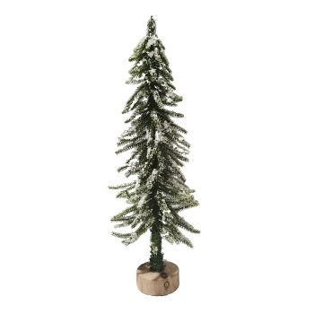 TREE ALPINE SNOW FLOCKED 20" NATURAL W/ ROUND WOODEN BASE TABLETOP