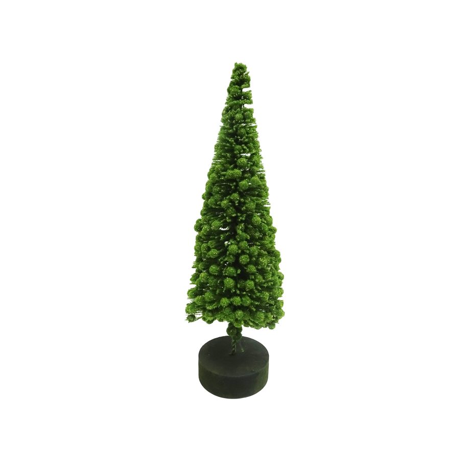 TREE BOTTLE BRUSH MOSS/GREEN 10" FLOCKED W/BERRIES TABLETOP