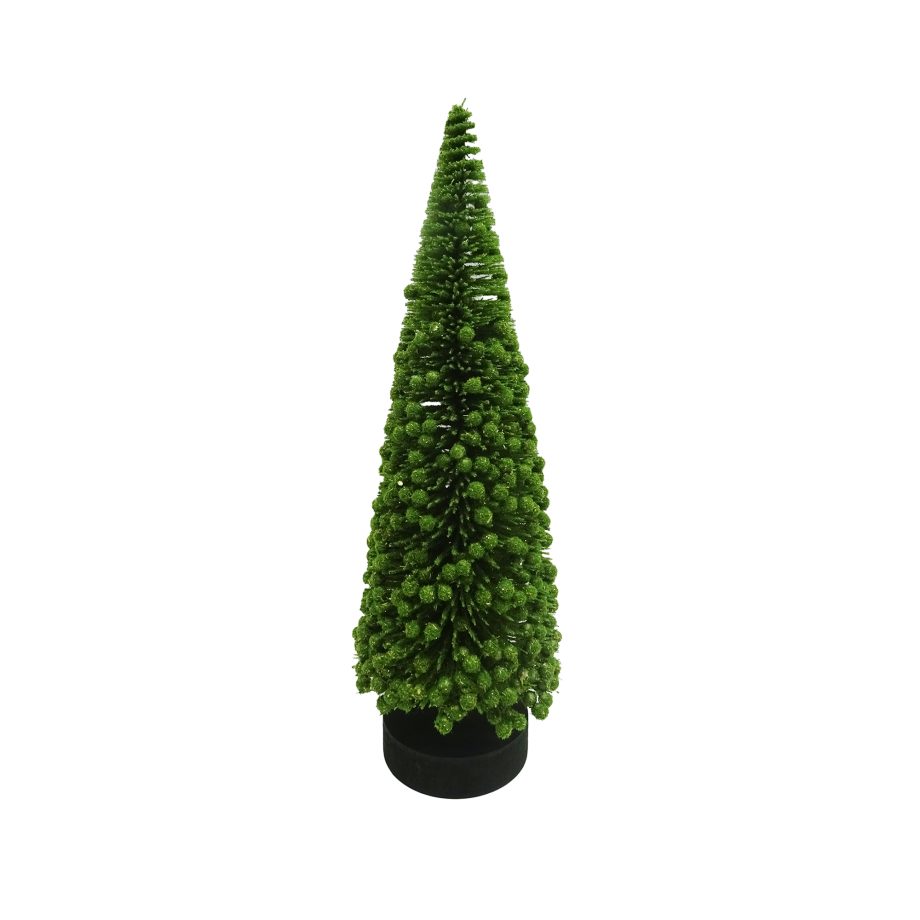 TREE BOTTLE BRUSH MOSS/GREEN 12" FLOCKED W/BERRIES TABLETOP
