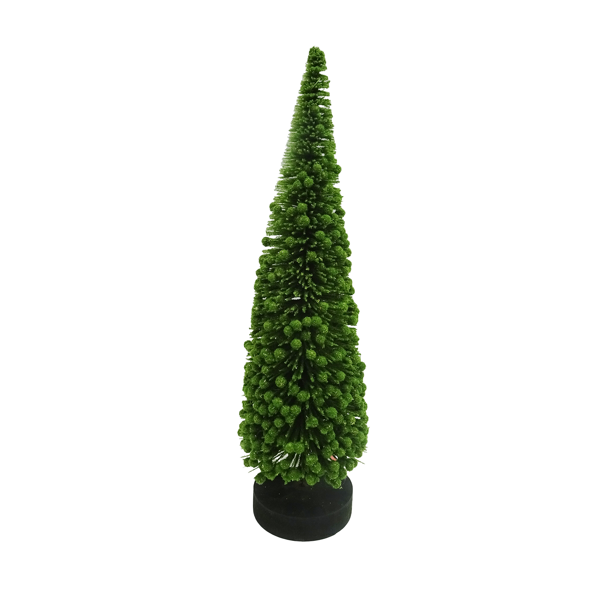 TREE BOTTLE BRUSH MOSS/GREEN 14" FLOCKED W/BERRIES TABLETOP