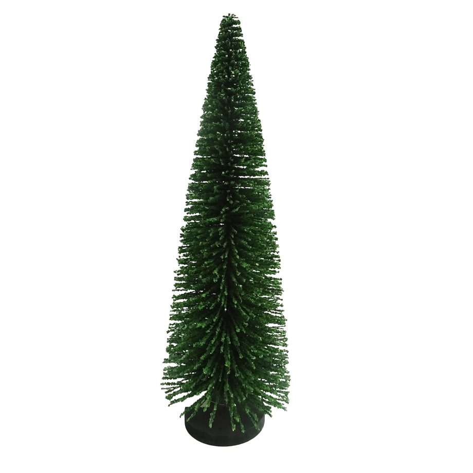 TREE BOTTLE BRUSH DARK GREEN 24" CONFETTI W/ROUND WOODEN BASE TABLETOP