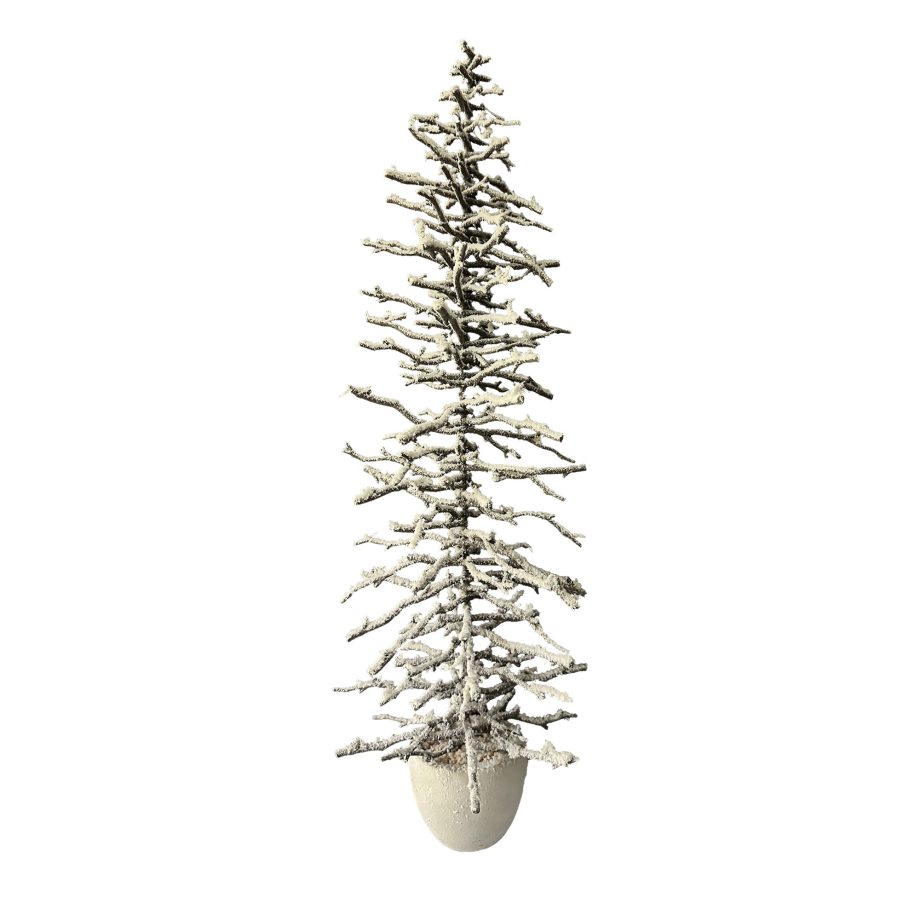 TREE TWIGS W/ POT 23" DK.BROWN SNOW FLOCKED