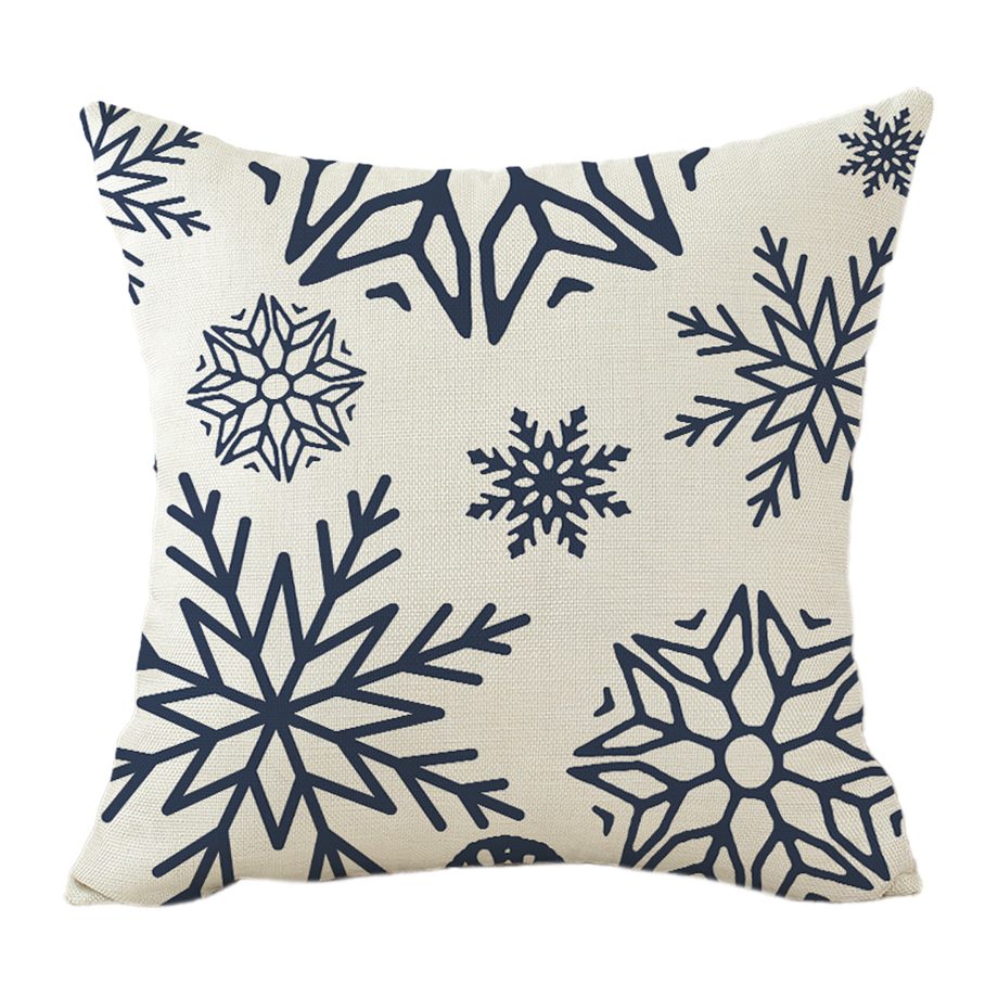 CUSHION DECORATIVE 16"X16" DARK BLUE EMBROIDERED SNOWFLAKES