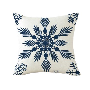 CUSHION DECORATIVE 16"X16" DARK BLUE SNOWFLAKES