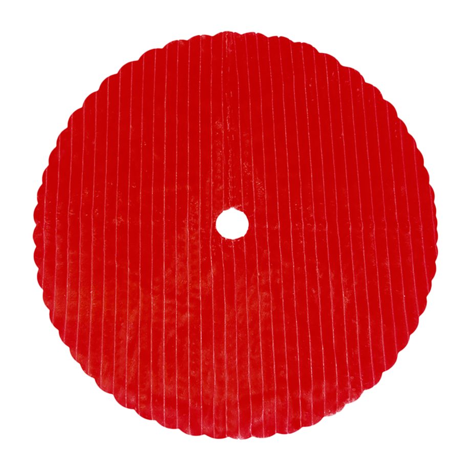 TREE SKIRT DELUXE 48" RED STRIPED FAUX FUR