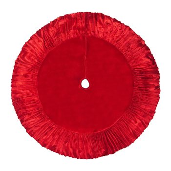 TREE SKIRT 54" BURGUNDY VELVET W/RUFFLE BORDER