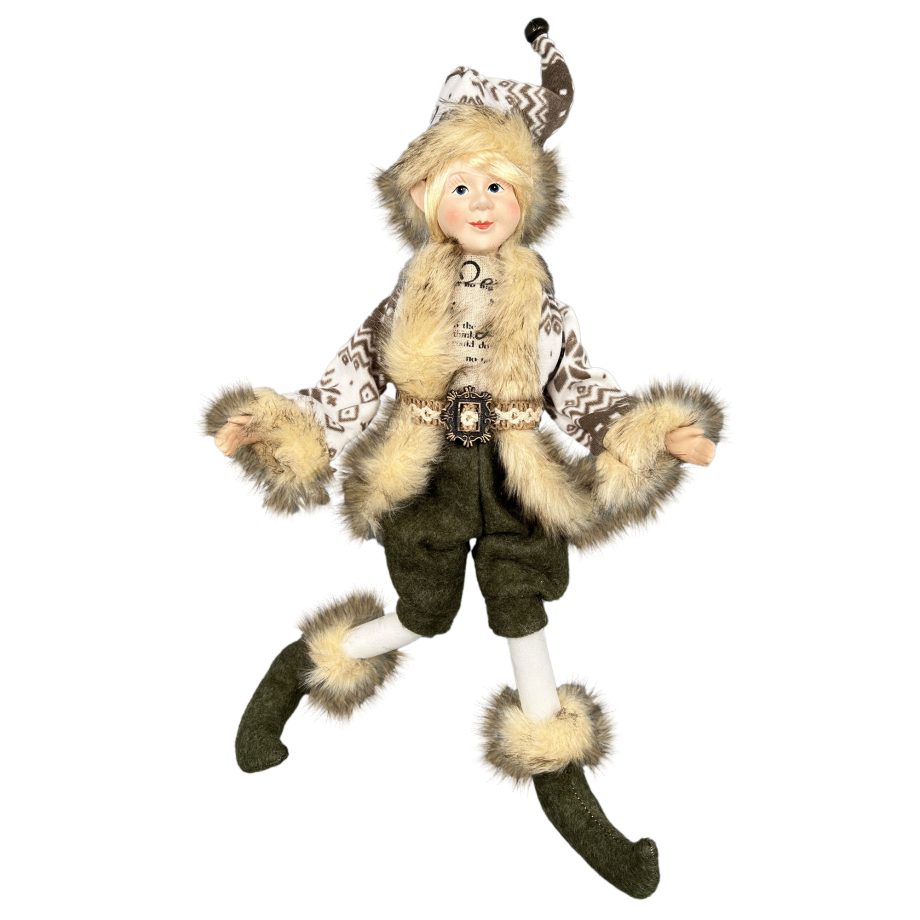 ELF BOY POSABLE 18" BROWN/GREEN NORDIC LOOK