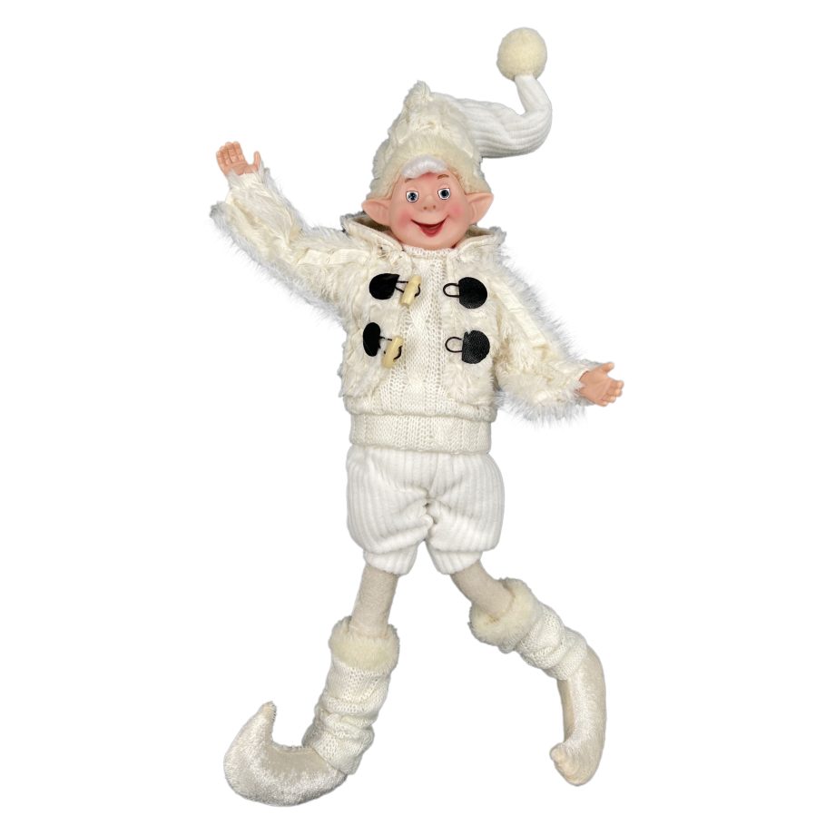 ELF BOY POSABLE 18" IVORY W/ FUR SWEATER