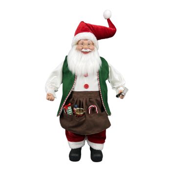 SANTA 28" STANDING WORKSHOP RED/ GREEN/ BROWN HOLDING A HAMMER