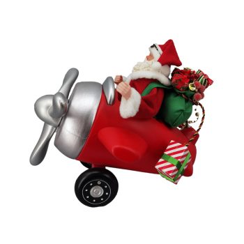 SANTA 11" SITTING IN A PLANE RED/ GREEN/ WHITE W/ PRESENTS