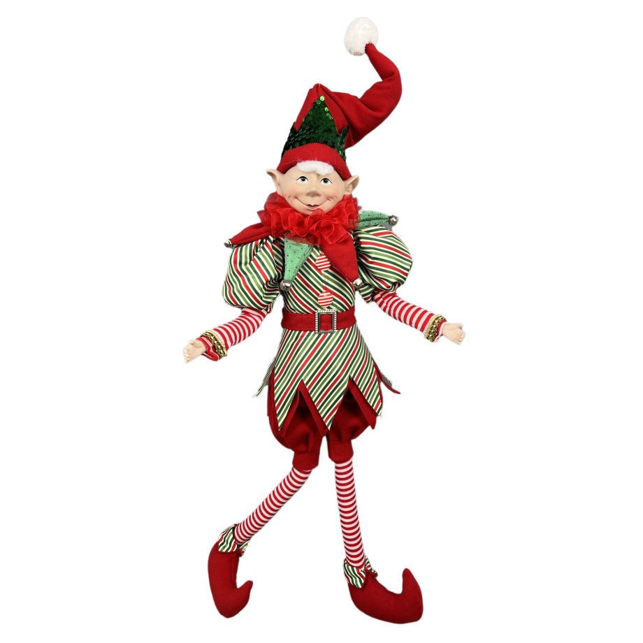 ELF BOY POSABLE 28" RED/GREEN/WHITE STRIPES