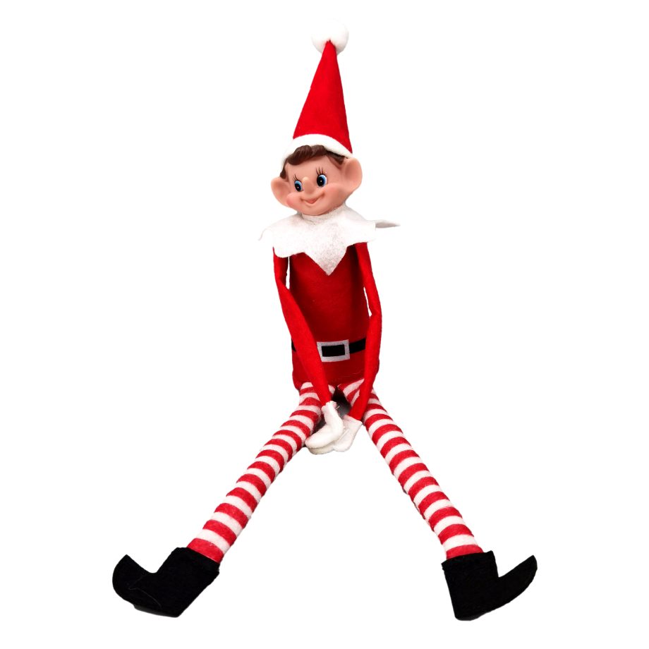 ELF DOLL BENDABLE 13" RED/WHITE W/ SANTA HAT (12PC/DSP BOX)