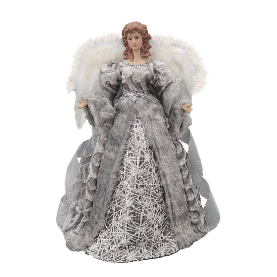 ANGEL TREE TOP 16" GRAY W/ LATTICE PATTERN