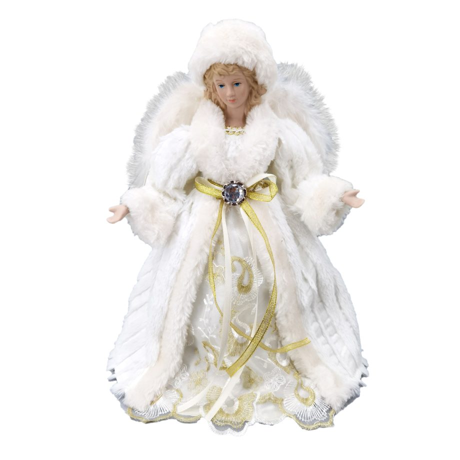 ANGEL TREE TOP 12" WHITE/GOLD W/ JEWEL