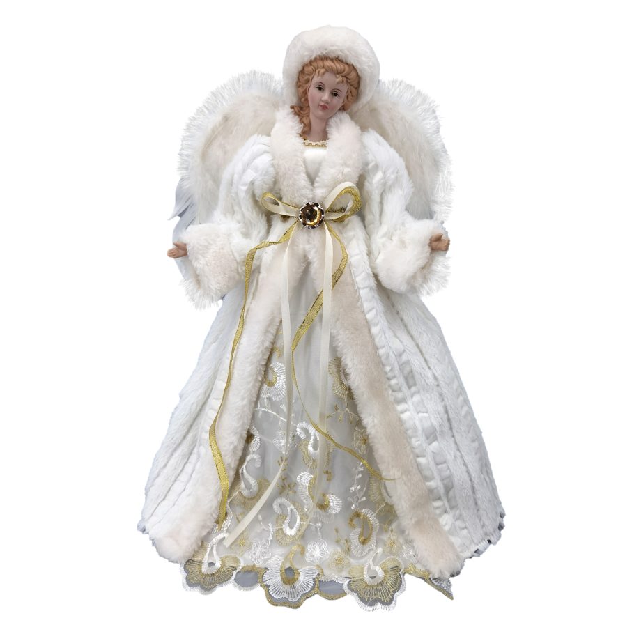 ANGEL TREE TOP 16" WHITE/GOLD W/ JEWEL