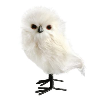OWL STANDING FAUX FUR 9.5" IVORY