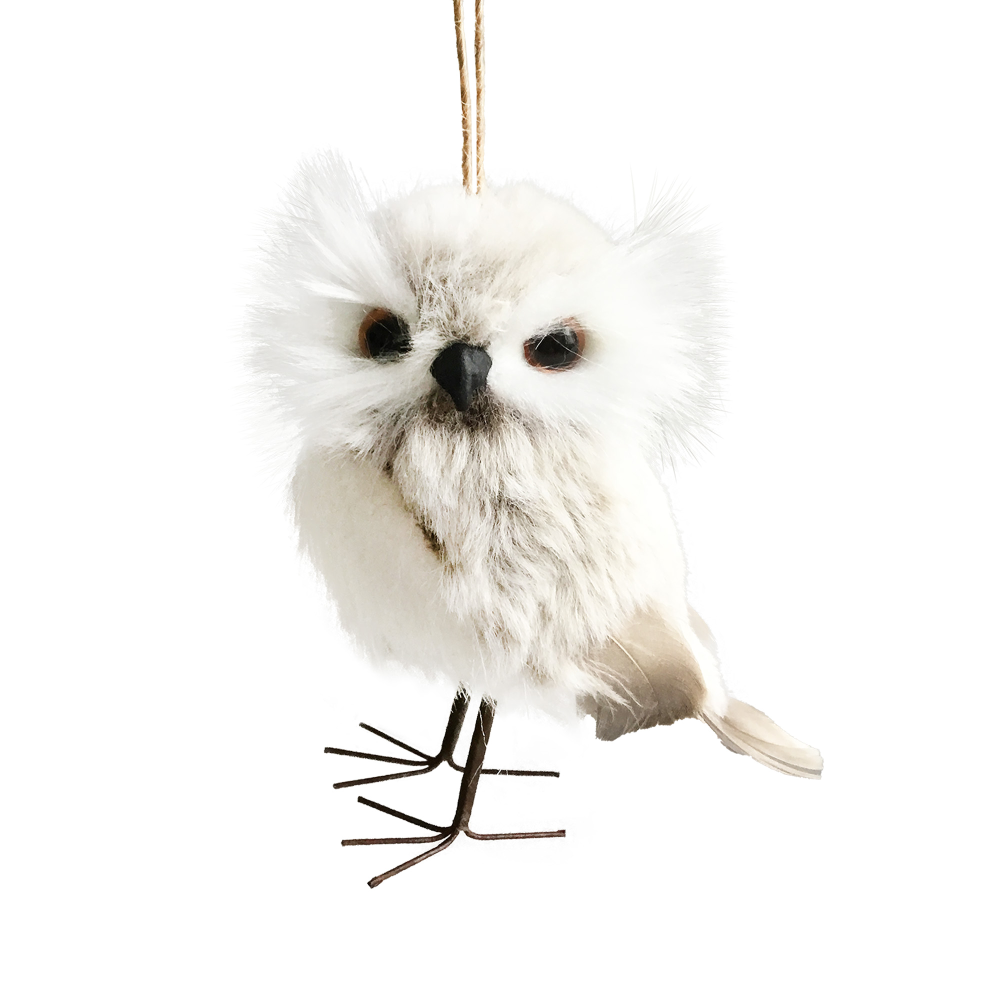 ORN OWL FAUX FUR 4" GRAY