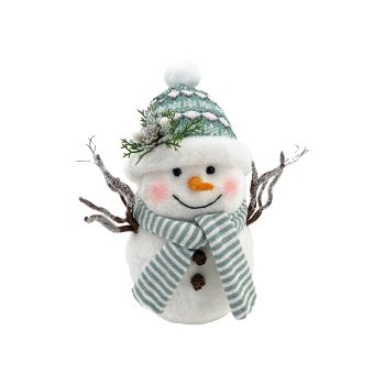 SNOWMAN BABY FAUX FUR 12" WHITE W/ SCARF & SANTA HAT