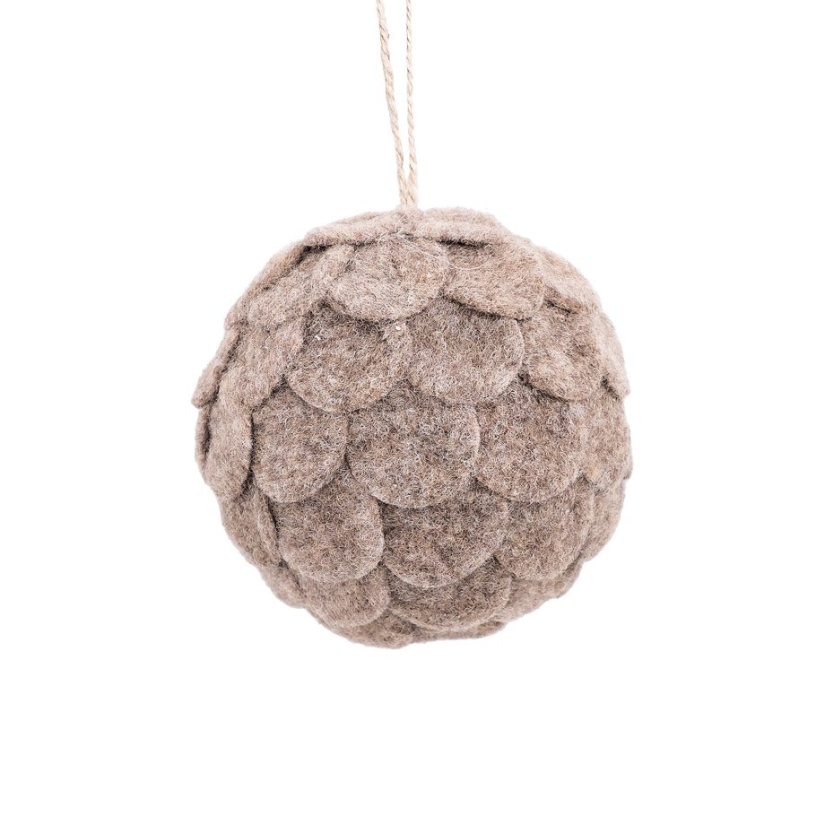 BALL FABRIC FELT SCALLOP 4" BROWN