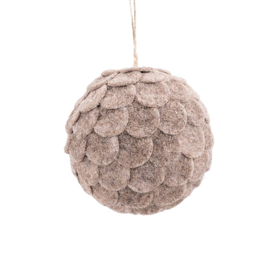 BALL FABRIC FELT SCALLOP 4.5" BROWN