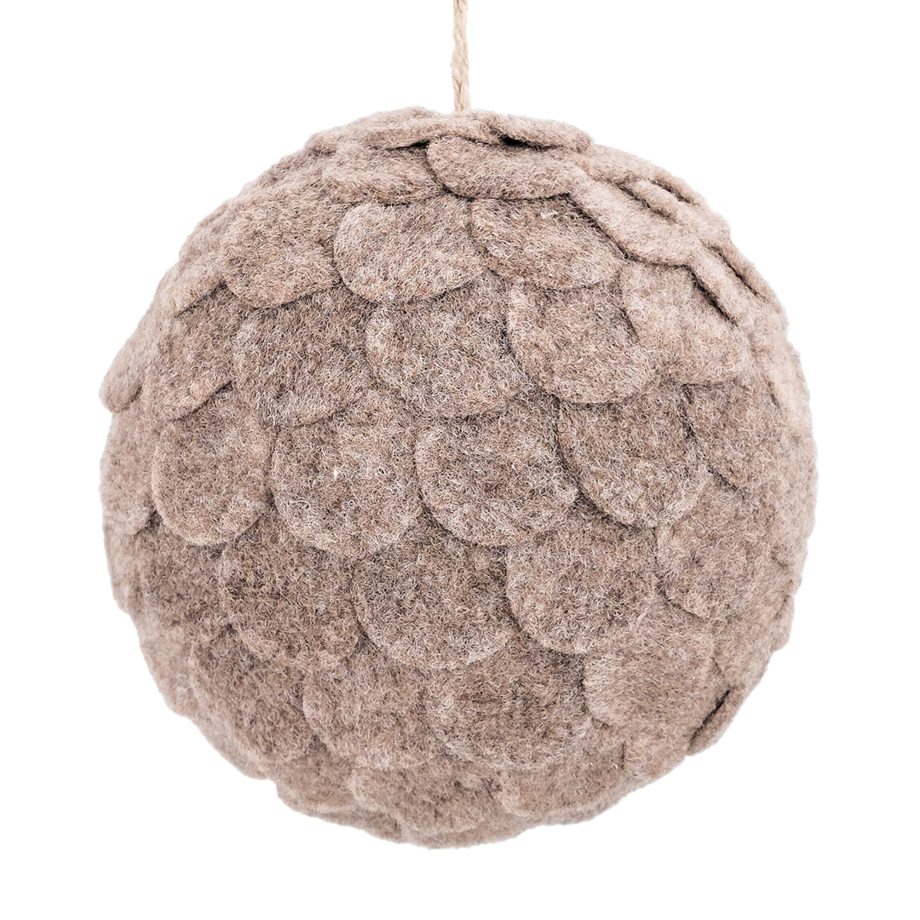 BALL FABRIC FELT SCALLOP 6" BROWN