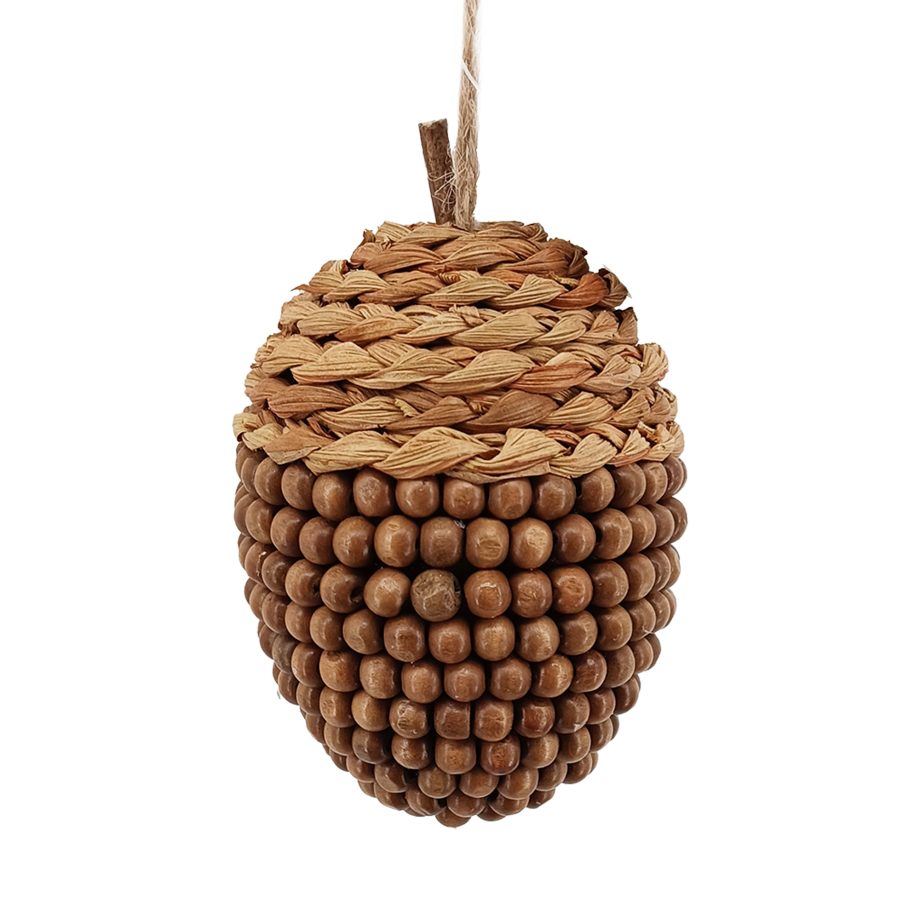 ORN ACORN BEADS BROWN 5" WOVEN CAP