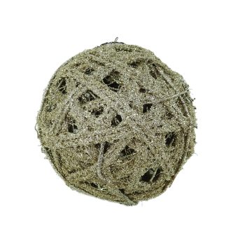BALL RATTAN/HEMP ROPE 5" INTERLACED GOLD W/ FROSTED GLITTER