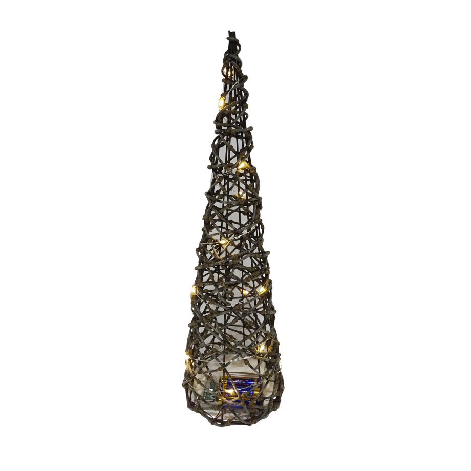 CONE TREE VINE NATURAL 16" INTERLACED W/ 10-LED LIGHT B/O