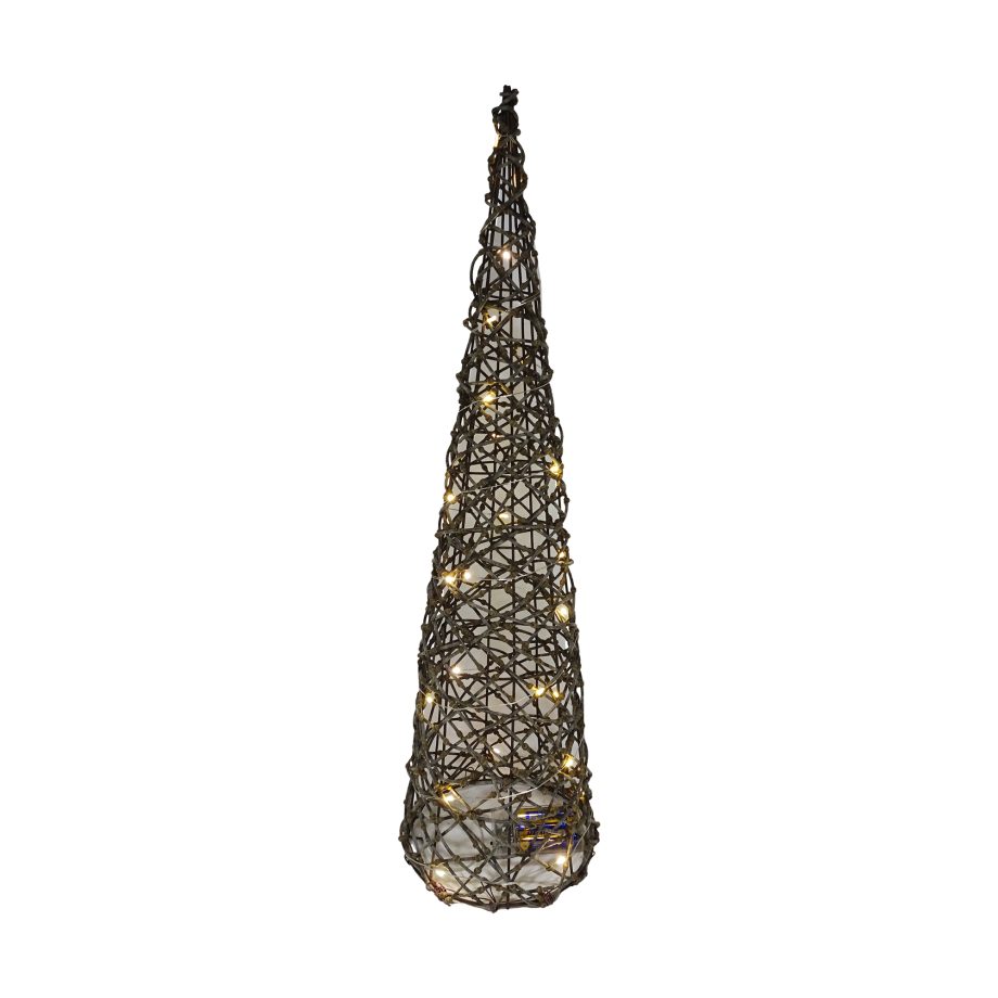 CONE TREE VINE NATURAL 24" INTERLACED W/ 25-LED LIGHT B/O