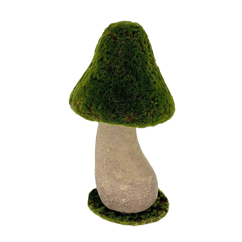 MUSHROOM TABLETOP 16" FAUX GREEN MOSS